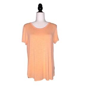 Tribal Peach Slub Knit Short Sleeve Scoop Neck Top Women's Medium NWT